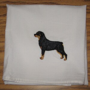 Machine Embroidered Rotweiler Flour Sack Dish Towel