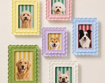 Cornice portafoto personalizzata per animali domestici, calamita da frigo in acrilico, ricordo personalizzato con foto del cane, cornice portafoto ondulata a doppio strato, regalo commemorativo per animali domestici.