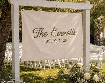 Banner personalizado bordado para libro de firmas de boda, letrero de lienzo con apellido personalizado, alternativa al libro de firmas de boda, regalo de inauguración de casa para recién casados