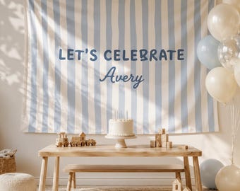 Sfondo personalizzato per compleanno, striscione in tela con nome ricamato, cartello di compleanno personalizzato, decorazioni per il primo compleanno, sfondo per festa con cabina fotografica