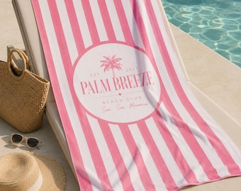 Telo mare personalizzato, telo mare con nome o logo personalizzato, telo piscina con foto personalizzata, telo mare a righe per le vacanze estive, regalo per addio al nubilato tra amiche