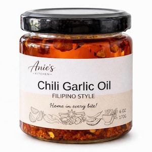 Anie's Kitchen Filipino Chili Garlic Oil, Savory Chili Crisp Sauce (6 oz Jar)