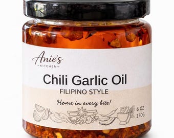 Anie's Kitchen Filipino Chili Garlic Oil, Savory Chili Crisp Sauce (6 oz Jar)