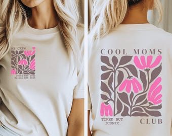Gepersonaliseerd T-shirt voor mama met de naam van het kind, Moederdag, Cool Mom Club T-shirt, Cadeau voor moeder, T-shirt met geboortejaar, Gepersonaliseerd T-shirt voor mama