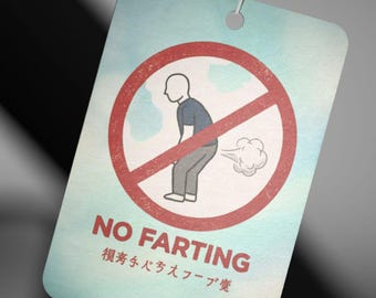 Funny No Farting Car Air Freshener | Japanese Warning, Novelty Gift