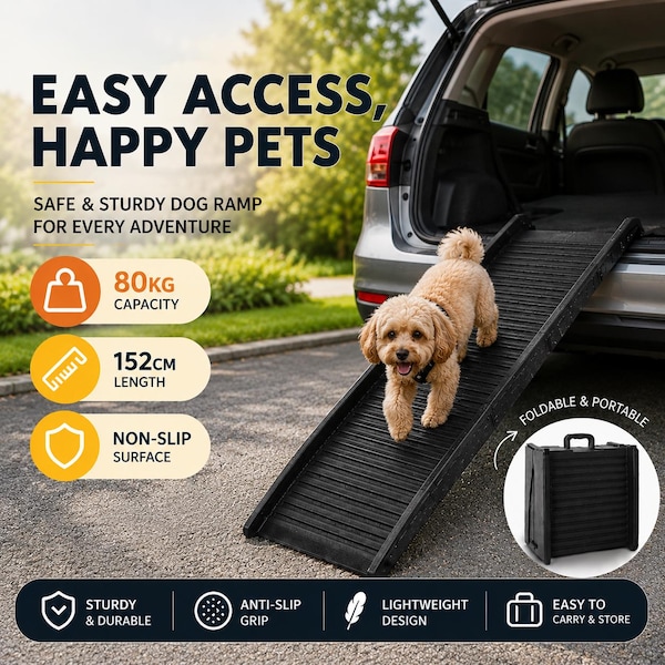Dog Ramp for Car SUV Ute  Foldable Portable Pet Ramp  Non Slip Lightweight Ramp for Small Large & Senior Dogs