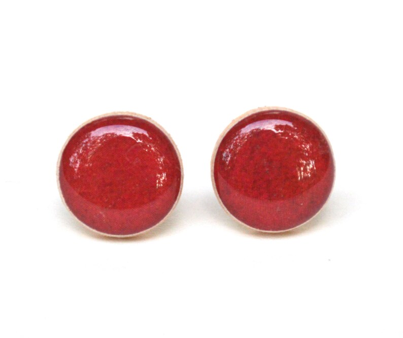 Ruby red stud earrings red studs red post earrings fall | Etsy