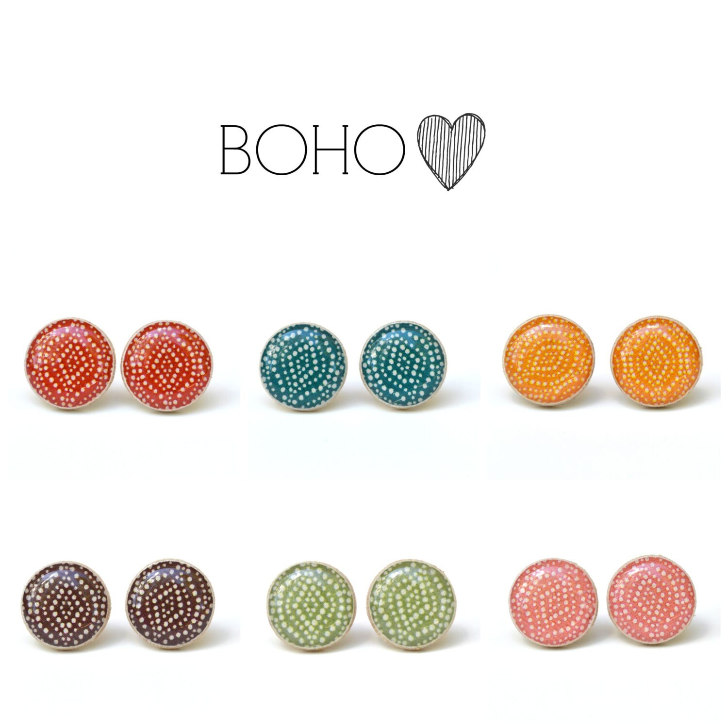 Boho Stud Earrings 9 Colors Available Gifts For Her Etsy