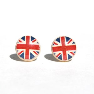 British flag studs,  union jack stud Earrings, patriotic british flag jewelry, minimalist jewelry, gift for her eco-friendly Gift for her