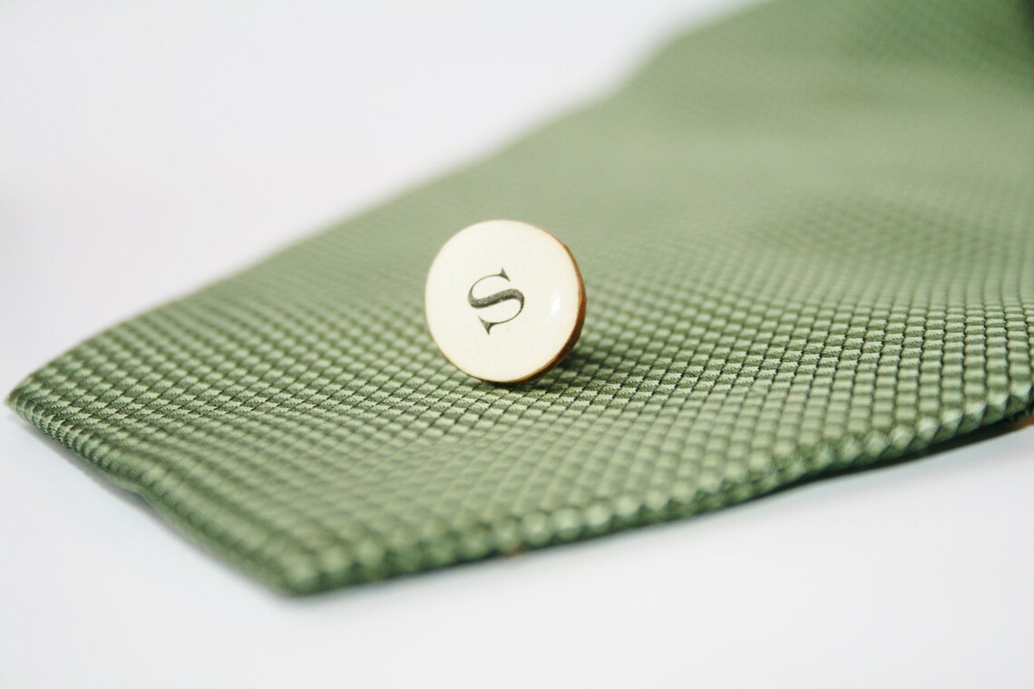Monogrammed Tie Pin Men's Tie Tack Personalized Wood Etsy