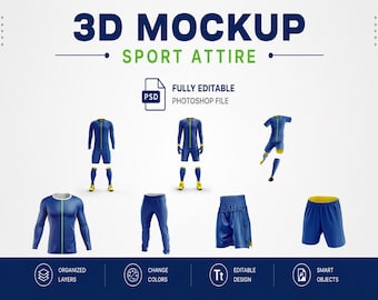 Sport Jersey 3D Mockup PSD | Athletic Apparel Template | Editable Sportswear Mockup