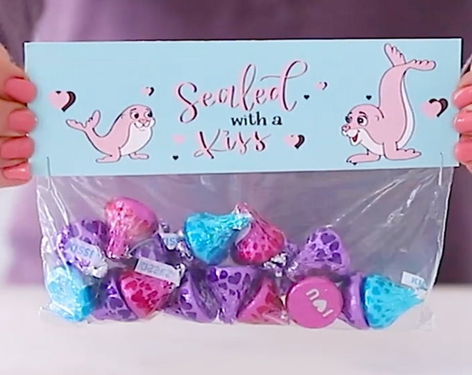 Sealed with a Kiss - Printed Bag Toppers for Snack Size Baggies