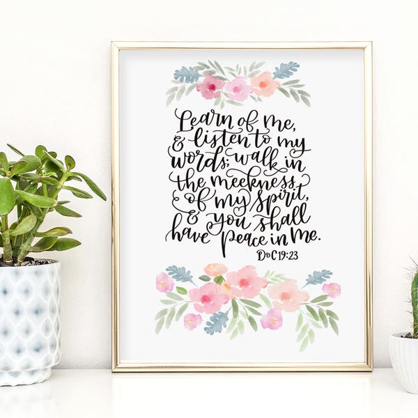 2018 LDS Youth Theme - "Learn of Me and Listen to My Words..." D&C 19 - Original Handwritten Art Available as a Digital Download