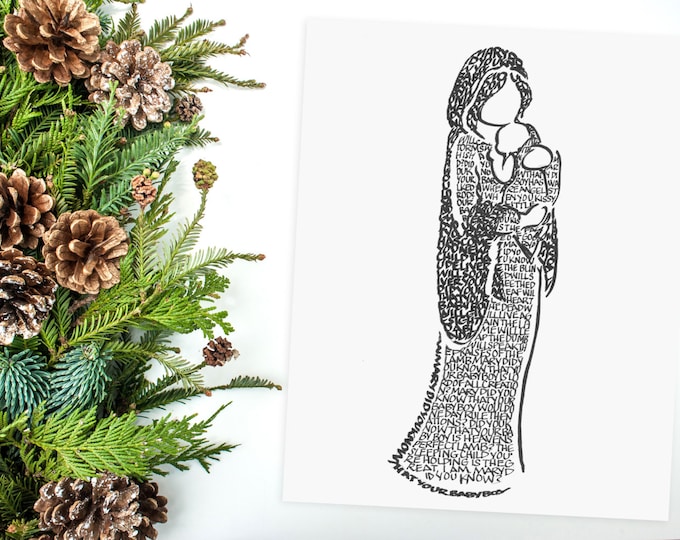 Mary Did You Know? Hand-lettered image using the carol. A limited-edition print