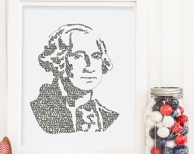 George Washington  - A Limited Edition Print of a Hand-lettered Image Using His Own Words of Wisdom to Form His Famous Bust