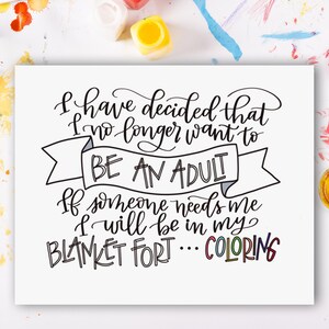 Not Adulting! Original Handwritten Art Available as a Digital Download