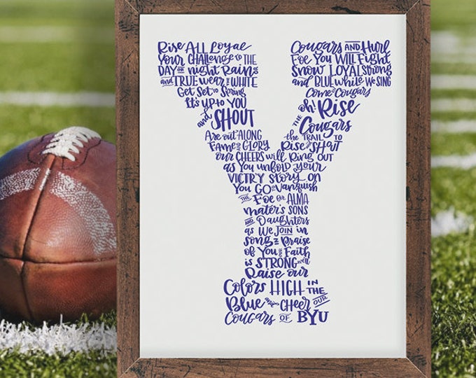 Cougar Fight Song  - Raise the Colors of BYU! A Hand-lettered Image