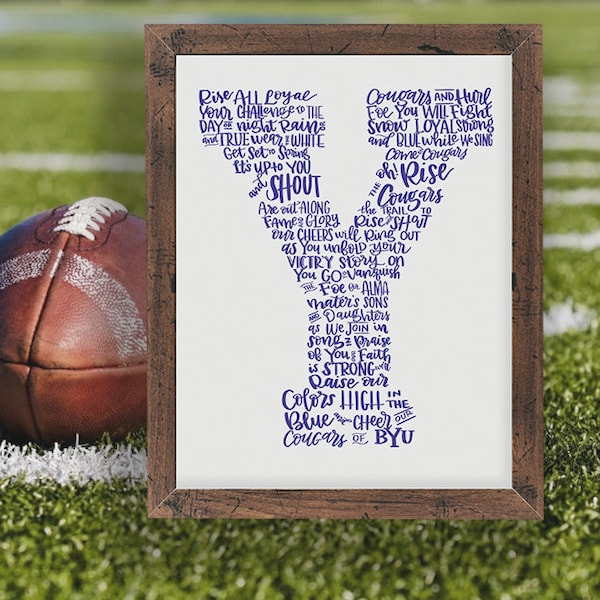 Cougar Fight Song  - Raise the Colors of BYU! A Hand-lettered Image