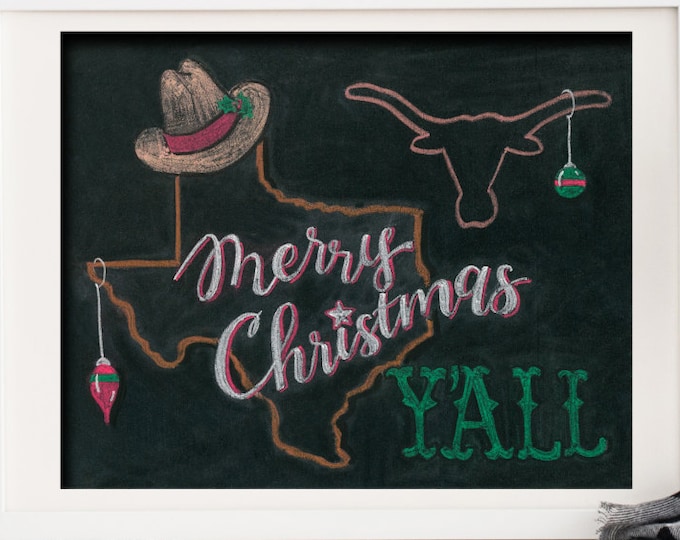 Merry Christmas Y'all! A Print of an Original Chalkboard