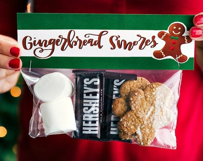 Gingerbread S'Mores - Printed Bag Toppers for Snack Size Baggies