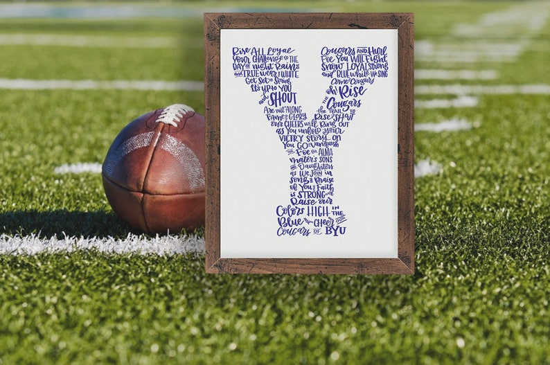 Cougar Fight Song - Raise the Colors of BYU! A Hand-lettered Image - Etsy