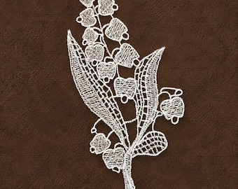 Lily of the Valley Lace Applique, Botanical Embroidered Embellishment (17*8 cm)