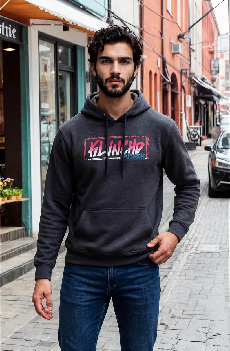 Streetwear Hoodie Men Graphic Sweatshirt Anime Inspired Urban Fashion Black Midweight Fleece Pullover Gift Motivational Design Philosophy image 6