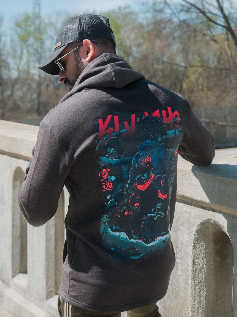 Pullover Sweatshirt Men Midweight Fleece Hoodie Graphic Design Anime Inspired Streetwear Urban Fashion Black Casual Apparel Motivational Philosophy Statement Bold Contemporary Style Everyday Wear Comfortable Daily Clothing Gift Collection