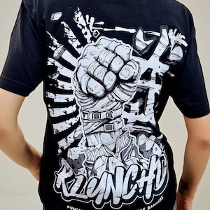Graphic Tee Black Tshirt Anime Inspired Streetwear Apparel Urban Fashion Men Martial Arts Clothing Combat Warrior Theme Discipline Training Gear Fighting Spirit Design Japanese Culture Street Style Fashion Athletic Apparel Gym Clothing