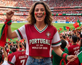 Custom Portugal Soccer Crop Top Jersey | Personalized Women Football Shirt | World Cup 2026 Mesh Panel Blokecore Red Green Apparel