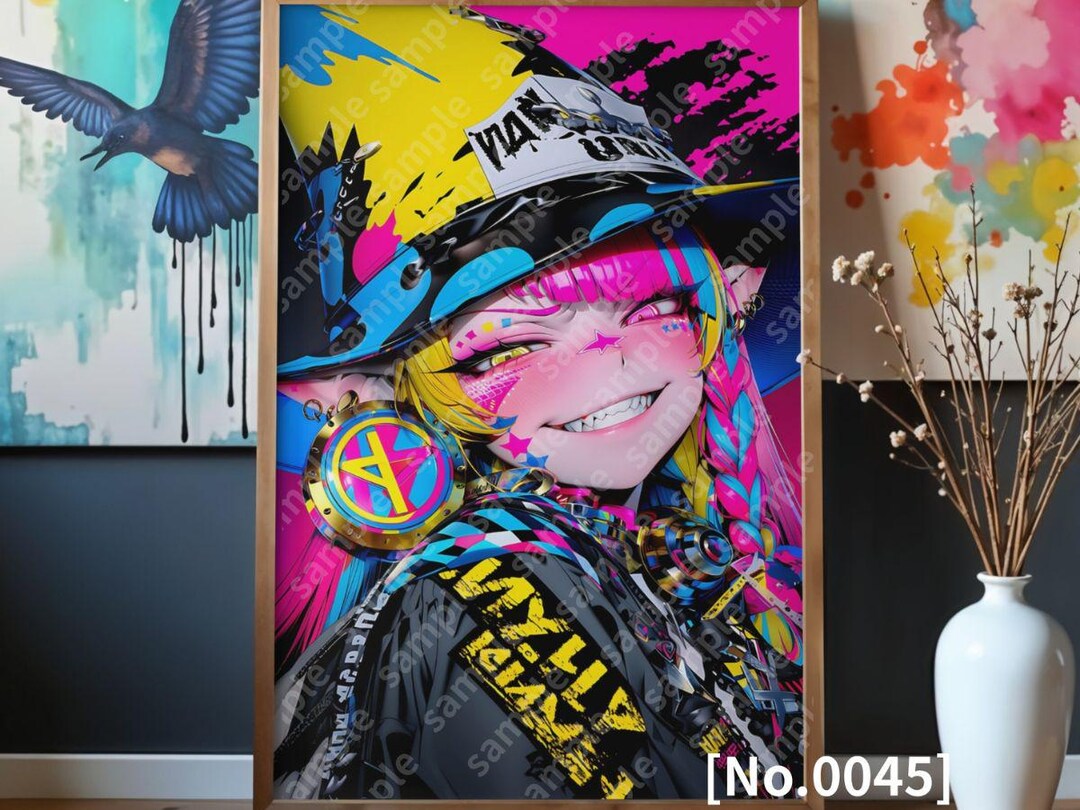 Cyberpunk Anime Girl Digital Poster, Harajuku Pop Art Wall Decor - Etsy