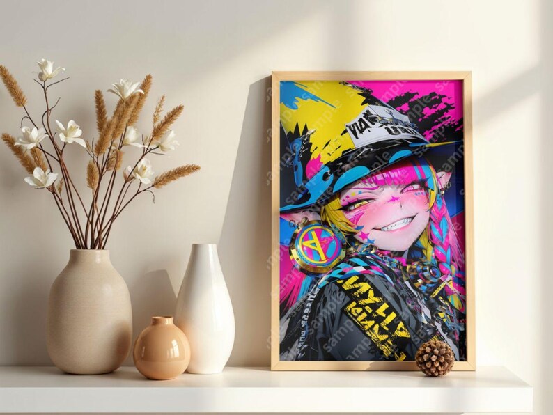 Cyberpunk Anime Girl Digital Poster, Harajuku Pop Art Wall Decor - Etsy
