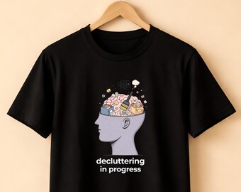 心の整理整頓マインドフルネスTシャツ、デジタルデトックスTシャツ、セルフケアギフト、インスピレーションシャツ