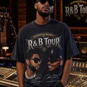 Usher x Chris Brown Tour Shirt 2026, R&B Tour 2026 Concert T-Shirt, Tour Dates Urban Music Fan Shirt, Hip Hop Graphic Tee image 2