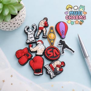 10PCS Boxing PVC Shoe Charms Boxer Belt Boxing Gloves Croc Accessories Sports Shoe Decorations for Men Party Gifts Fun Clog Charms Set