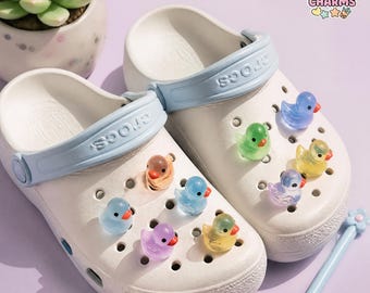 9 pièces multicolore lumineux tortue canard charmes de chaussures mignon champignon résine croco accessoires pour sandales enfants cadeau d'anniversaire ensemble de décoration