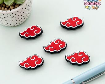 5 st Anime Red Cloud PVC-skoberlocker till Crocs Ninja träskotillbehör söta sandaldekorationer gör-det-själv modefestgåvor