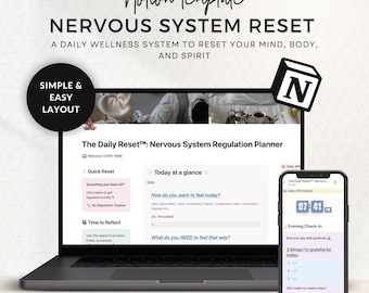 Plantilla para la regulación del sistema nervioso / Planificador de bienestar diario / Diario de autocuidado / Atención plena / Alivio de la ansiedad (Descarga digital)