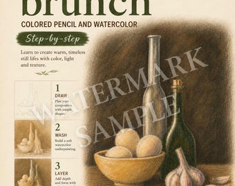 Tuscan brunch. A colored pencil and watercolor Step-by-step guide on how to draw and paint a wonderful Tuscan brunch.