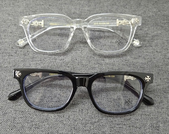 Gothic Cross Glasses Frame, Vintage Punk Eyewear, Floral Cross Optical Glasses, Unisex Statement Eyewear