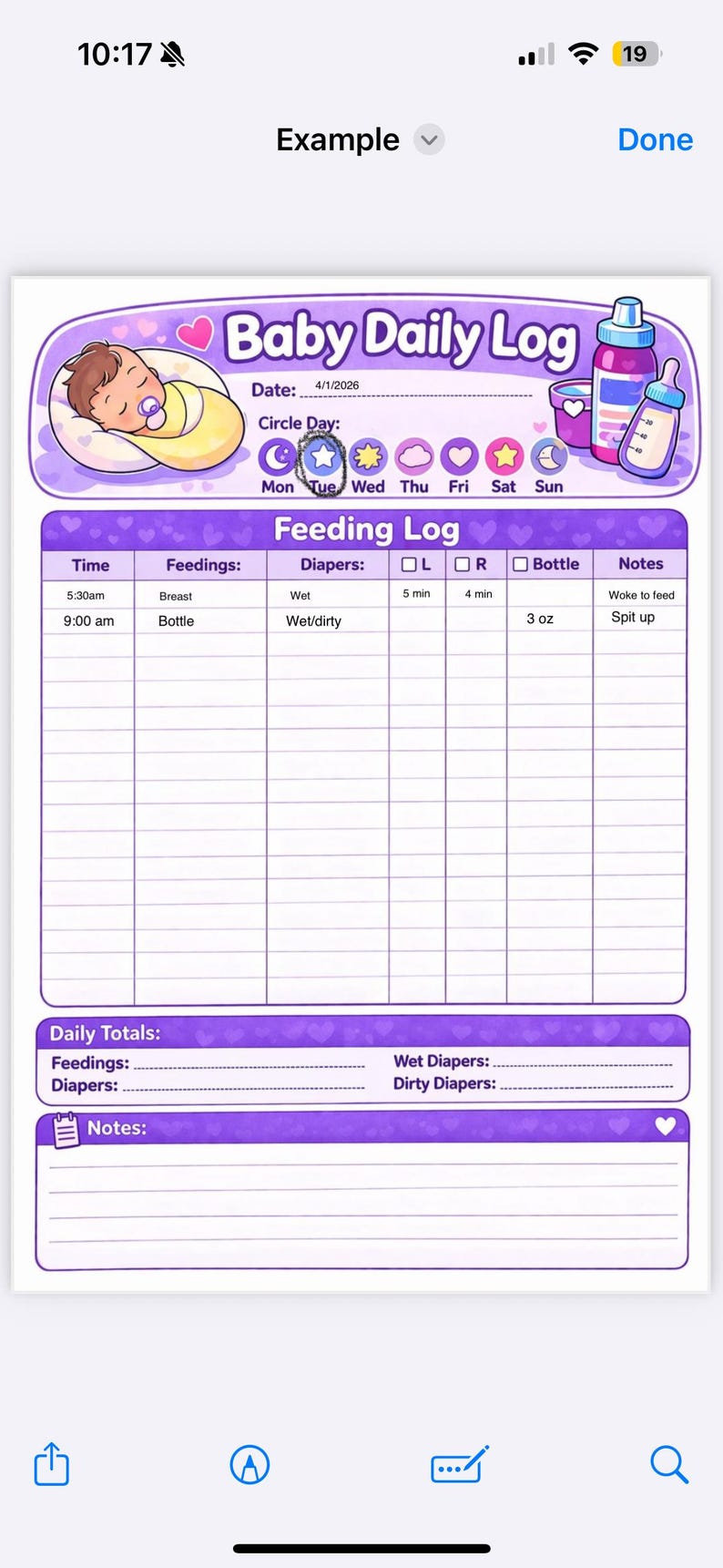 Newborn Feeding Log Printable | Baby Feeding & Diaper Tracker ...