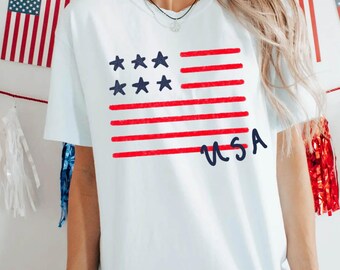 Comfort Colors USA Flag T-Shirt, Patriotic America 250th Anniversary Tee
