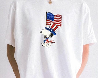 Comfort Colors® Snoopy America 250 Anniversary Shirt, Patriotic Dog Cartoon Tee, America Celebration Apparel