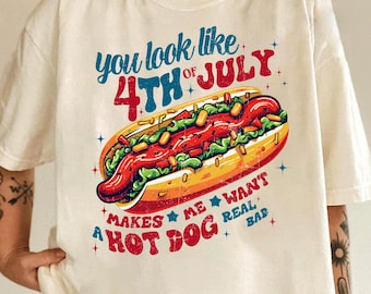 Comfort Colors® 4th of July Hot Dog Shirt, Patriotic July Tee