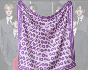 Kpop Idol Bandana both sides printed Square Silk Scarf, Kpop world tour 2026 Borahae purple Fan Made Merch Concert