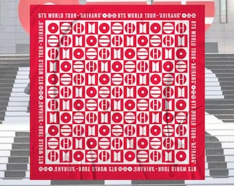 BTS World Tour Arirang Bandana – Red Borahae Silk Scarf Concert Accessory
