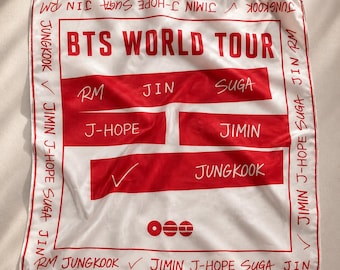 BTS World Tour Bandana, Kpop Concert Silk-Style Scarf, Army Fan Accessory