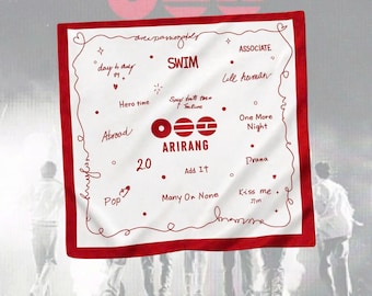 BTS World Tour Arirang Bandana – Red Borahae Silk Scarf Concert Accessory 2026