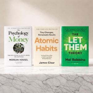 Conjunto de 3 libros: Libro Hábitos Atómicos (en inglés) | Libro Psicología del Dinero | Libro Teoría Déjalos en Paz | Paquete de Libros de Autoayuda