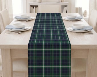 Black and Green Tartan Table Runner,Dark Green and Navy Plaid Table Decor,Rustic Farmhouse Dining Decor,Traditional Scottish Highland Runner